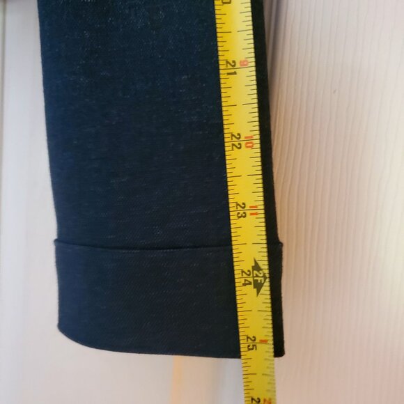 Calvin Klein Womens Cropped Denim Jacket M Buttons Navy Blue Puff Sleeves - Picture 10 of 10